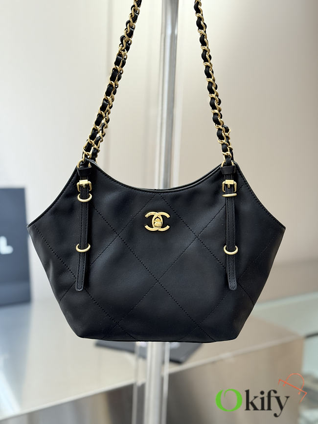 Okify CC 26C Small Tote Bag Black Calfskin 11x7.9x2.7cm - 1