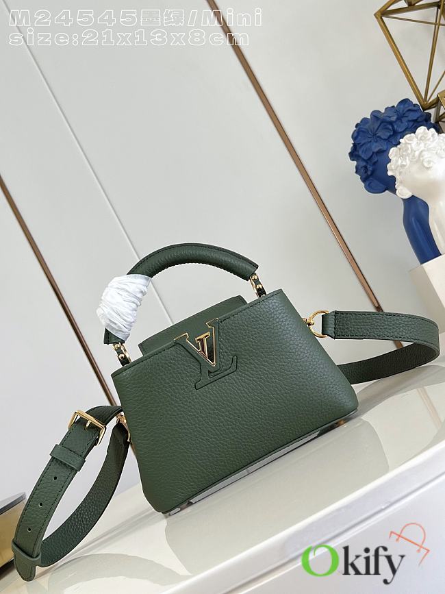 Okify Louis Vuitton Capucines Mini Bag Dark Green M24545 21x13x8cm - 1