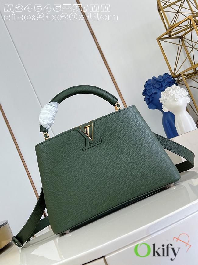 Okify Louis Vuitton Capucines MM Bag Dark Green M24545 30x20x10cm - 1