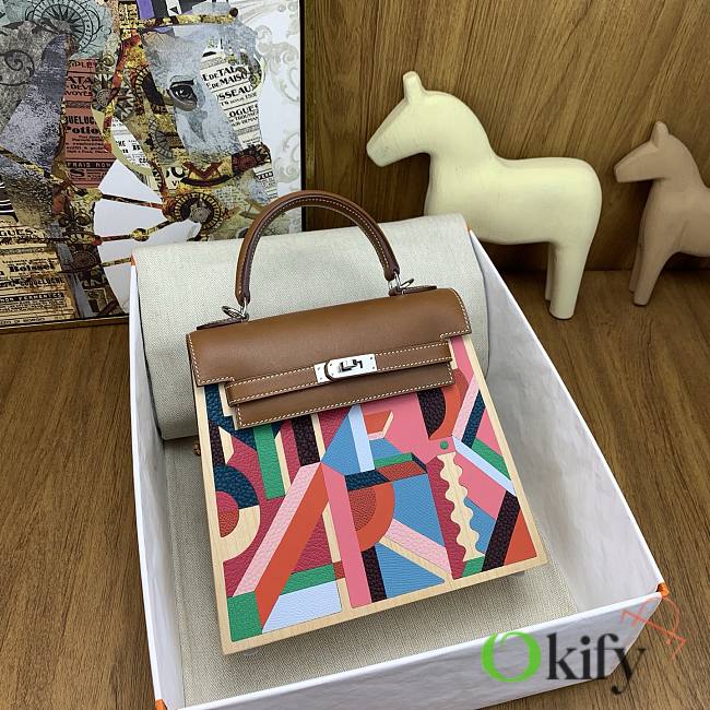 Okify Hermes Kelly Wood Bag 22cm  - 1