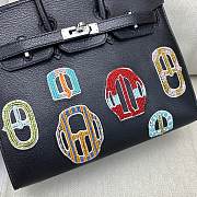 Okify Hermes Birkin 20 Bag Black Badge Beaded Embroidery 27100 - 4