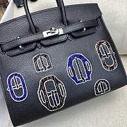 Okify Hermes Birkin 20 Bag Black Badge Beaded Embroidery 27101 - 5