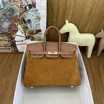 Okify Hermes Birkin Grizzly 25 Bag Golden Brown