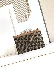 Okify Fendi FF Jacquard Flat Pouch Medium Brown 30x20cm - 3