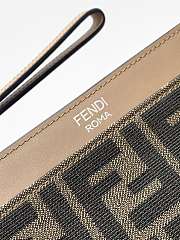 Okify Fendi FF Jacquard Flat Pouch Medium Brown 30x20cm - 2