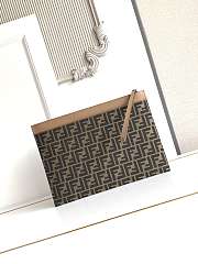 Okify Fendi FF Jacquard Flat Pouch Large Brown 35x25cm - 4