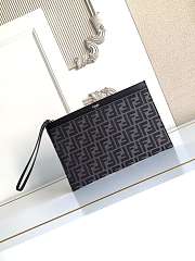 Okify Fendi FF Jacquard Flat Pouch Medium Black 30x20cm - 1