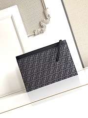 Okify Fendi FF Jacquard Flat Pouch Large Black 35x25cm - 6