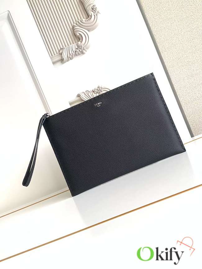 Okify Fendi Selleria Flat Pouch Medium Black 30x20cm - 1