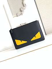Okify Fendi Monster Eyes Flat Pouch Medium Black 30x20cm - 1