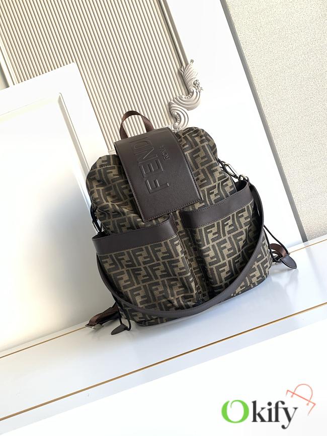 Okify Fendi Strike FF Brown Backpack 41x31x16cm  - 1