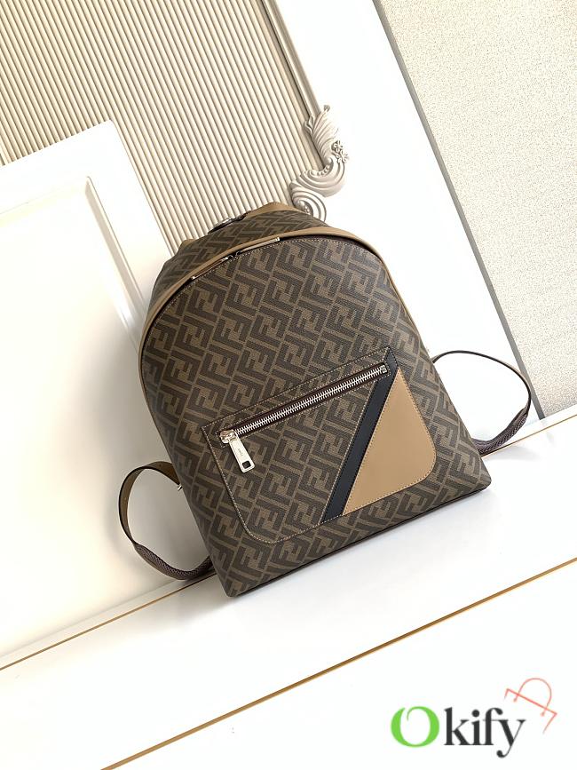 Okify Fendi Chiodo Brown Backpack 43x33x14cm - 1
