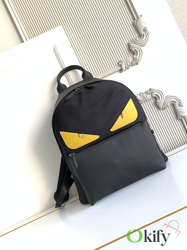 Okify Fendi Monster Eyes Black Backpack 38x32x12cm - 1