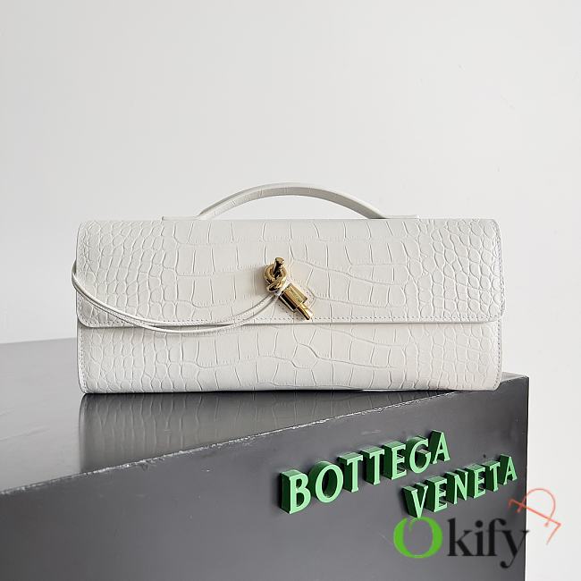 Okify Bottega Veneta Andiamo Clutch Bag White Crocodile 31x13x3cm - 1