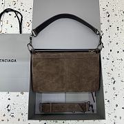 Okify Balenciaga Le City Moto S Bag Dark Brown Suede 29x19x12cm - 5