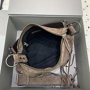 Okify Balenciaga Le City Moto S Bag Dark Brown Suede 29x19x12cm - 2