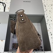 Okify Balenciaga Le City Moto S Bag Dark Brown Suede 29x19x12cm - 3