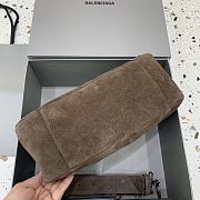 Okify Balenciaga Le City Moto S Bag Dark Brown Suede 29x19x12cm - 4