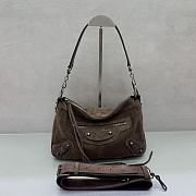 Okify Balenciaga Le City Moto S Bag Dark Brown Suede 29x19x12cm - 1