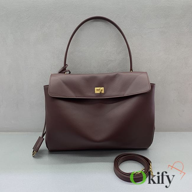 Okify Balenciaga Medium Rodeo Bag Burgundy Red 35x23x11cm - 1