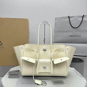 Okify Balenciaga Bel Air Large Carry All Bag White Silver Hardware 37x26x17cm 