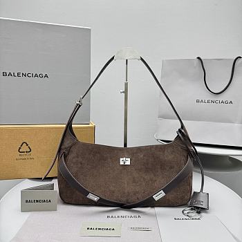 Okify Balenciaga Bel Air Bag Dark Brown Suede 35x29x17x10cm