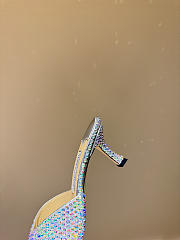 Okify Jimmy Choo Silver Rhinestone Mule Heels 6.5cm - 4