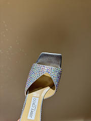 Okify Jimmy Choo Silver Rhinestone Mule Heels 6.5cm - 5