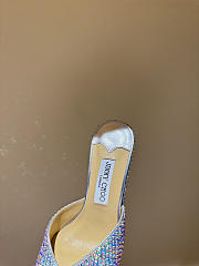 Okify Jimmy Choo Silver Rhinestone Mule Heels 6.5cm - 2