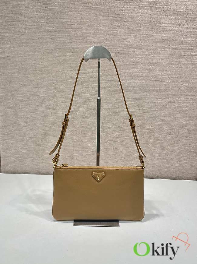 Okify Prada Brown Leather Pouch 1BC238 24x14cm - 1