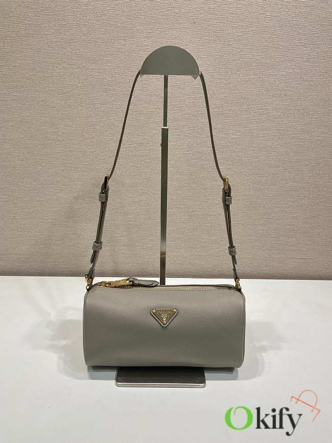 Okify Prada Gray Leather Pouch 1BC239 22x9x7.5cm - 1