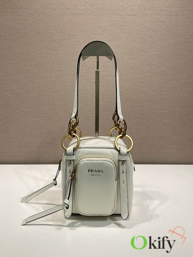 Okify Prada Mini Dangle Bag White 1BB137 14x14x13.5cm - 1