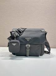 Okify Prada Re-Nylon Shoulder Bag Gray 1BD994 25x22x10cm - 1