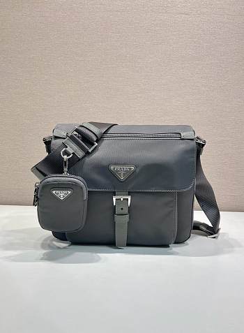 Okify Prada Re-Nylon Shoulder Bag Gray 1BD994 25x22x10cm