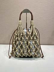 Okify Prada Noué Medium Cotton Macramé Bag Beige 1BC111 37x30cm - 5