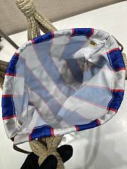 Okify Prada Noué Medium Cotton Macramé Bag Blue And White 1BC111 37x30cm - 3