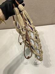 Okify Prada Noué Medium Cotton Macramé Bag Blue And White 1BC111 37x30cm - 6