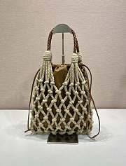 Okify Prada Noué Medium Cotton Macramé Bag Brown 1BC111 37x30cm - 3