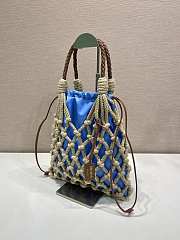 Okify Prada Noué Medium Cotton Macramé Bag Blue 1BC111 37x30cm - 6