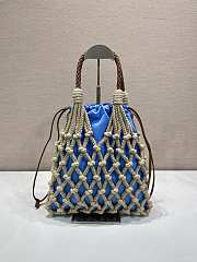 Okify Prada Noué Medium Cotton Macramé Bag Blue 1BC111 37x30cm - 4