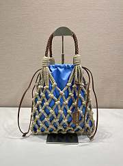 Okify Prada Noué Medium Cotton Macramé Bag Blue 1BC111 37x30cm - 1