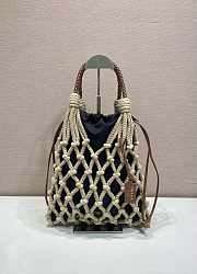 Okify Prada Noué Medium Cotton Macramé Bag Black 1BC111 37x30cm - 1