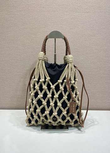 Okify Prada Noué Medium Cotton Macramé Bag Black 1BC111 37x30cm