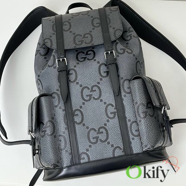 Okify Gucci Jumbo Backpack Black Gray 41x34x12cm - 1