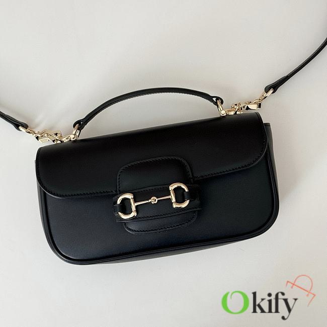 Okify Gucci Horsebit 1955 Bag Black 22.6x12.7x5.6cm 815206 - 1