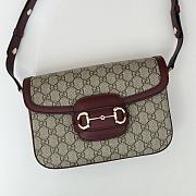 Okify Gucci Horsebit 1955 Bag Red Burgundy And Beige 26x17.5x10cm 815178 - 1