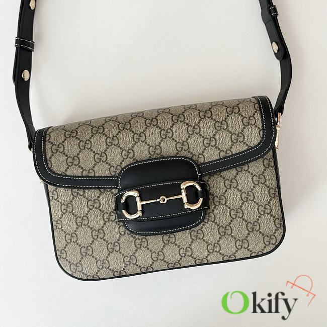 Okify Gucci Horsebit 1955 Bag Black And Beige 26x17.5x10cm 815178 - 1