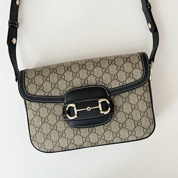 Okify Gucci Horsebit 1955 Bag Black And Beige 26x17.5x10cm 815178