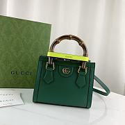 Okify Gucci Diana Mini Tote Bag Dark Green With Green Handle Shaper 20x16x10cm 655661 - 1