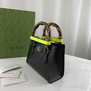 Okify Gucci Diana Mini Tote Bag Black With Green Handle Shaper 20x16x10cm 655661 - 4